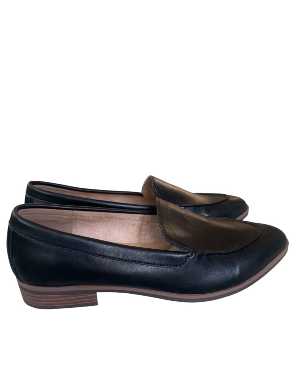 Cushionaire Belmont Black Vegan Leather Loafers Size 8.5 Slip On Memory Foam